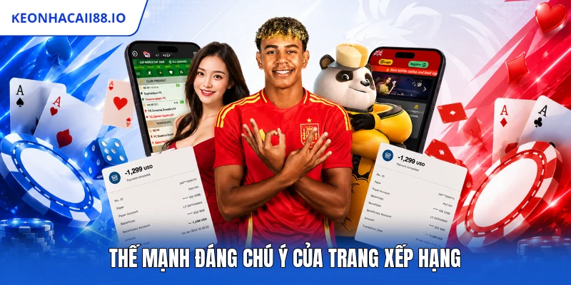 Thế mạnh đáng chú ý của trang xếp hạng 